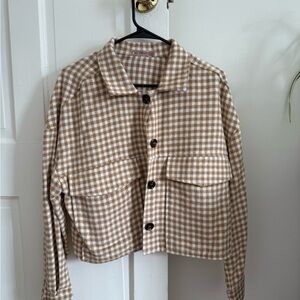 Vici Tan and White Checkered Jacket